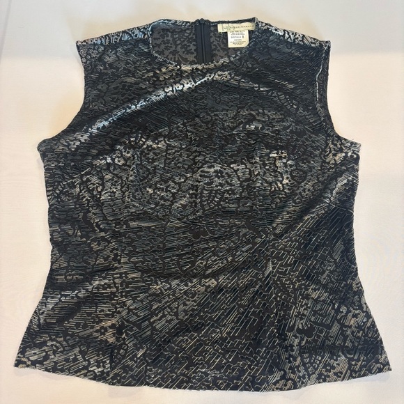 HARVE BENARD Sleeveless Black/Shiny/Sheer Velvet Blouse Like New‎ Sz 8 - Picture 3 of 12